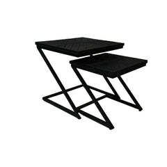 Bijzettafels Z-model - Zwart - Mangohout/ijzer - Set van 2