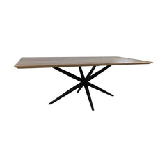HSM Collection-Rechthoekige Eettafel Zürich-180x90x76-Naturel/Zwart-Acacia/Metaal