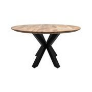 HSM Collection-Ronde Eettafel Zürich-80x80x76-Naturel/Zwart-Acacia/Metaal