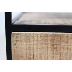 Nachtkastje - 45x35x55 - Bruin/zwart - Mangohout/Metaal